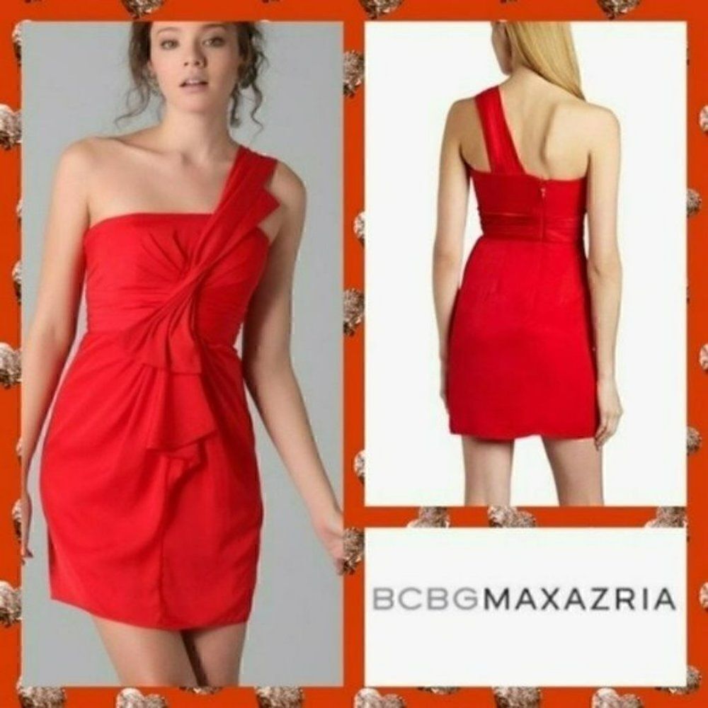 BCBGMAXAZRIA Palais One Shoulder Luxe Satin Dress Women's Size 2